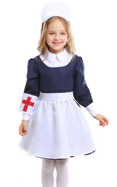 F68165 Little Girls Nurse Cosplay Costume Halloween Party Dress Up Costumes